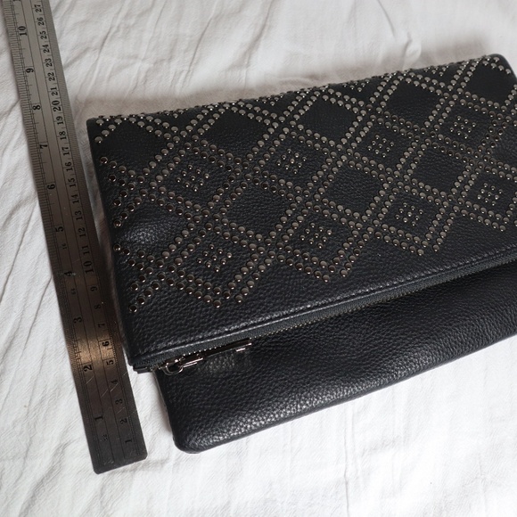 Urban Expressions Lesley Micro Stud Clutch Black Bag Fold Over - Picture 10 of 10
